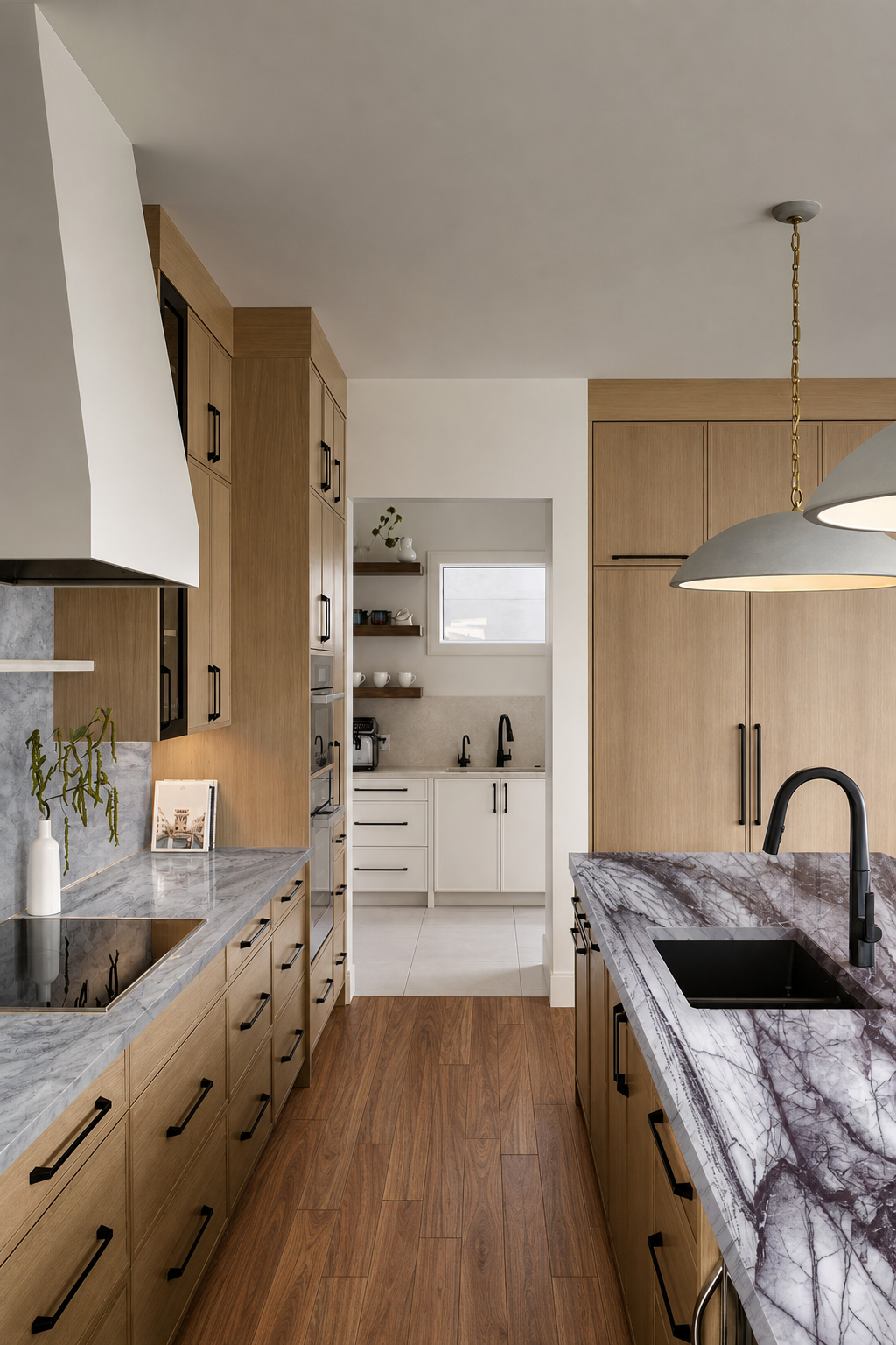 Walnut & Quartzite Modern Kitchen — Kitchen Photo View 3