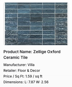 Zellige Oxford Ceramic Tile texture